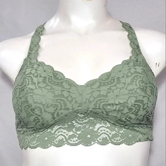 XL X-LARGE Xhilaration Lace Crossback Wire Free Bra Bralette Pioneer Sage Green - Picture 1 of 7